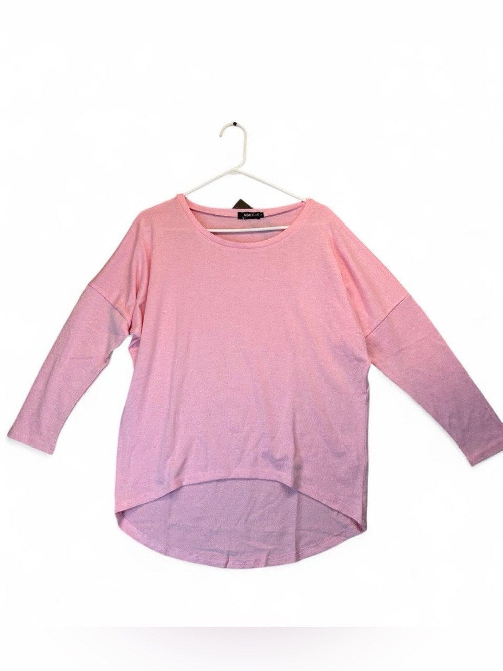 UGET Light Pink Women's Long Sleeve High-Low Tee